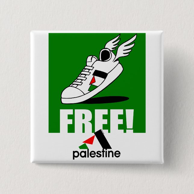 Bóton Quadrado 5.08cm Livre! Palestina (Frente)