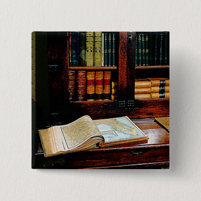 Bóton Quadrado 5.08cm Livro da geografia (Frente)