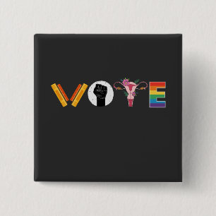 Bóton Quadrado 5.08cm Livros VOTE Útero Suporte LGBT