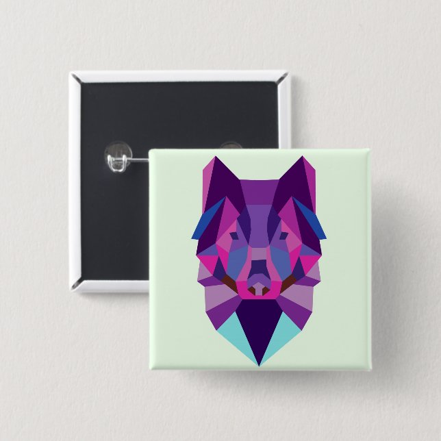 Bóton Quadrado 5.08cm Lobo (Frente & Verso)