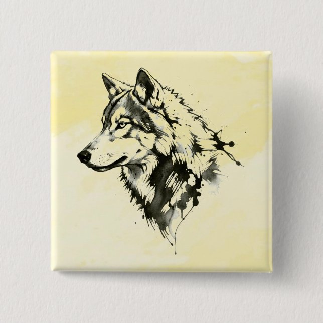 Bóton Quadrado 5.08cm Lobo (Frente)