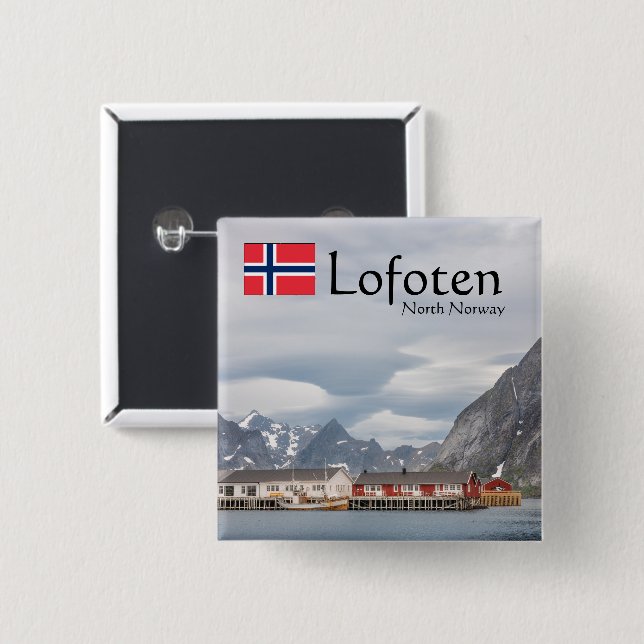 Bóton Quadrado 5.08cm Lofoten Noruega (Frente & Verso)