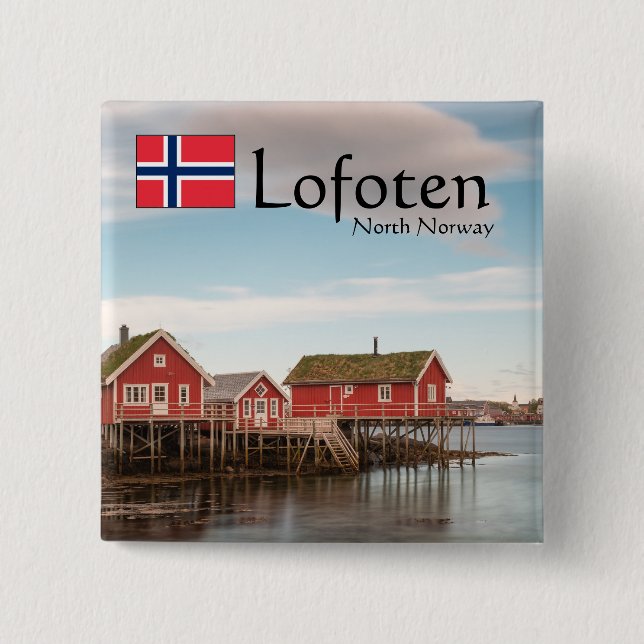 Bóton Quadrado 5.08cm Lofoten Norway Souvenir (Frente)