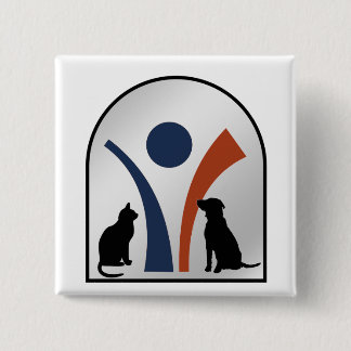 Bóton Quadrado 5.08cm Logotipo animal veterinário com gato e cão