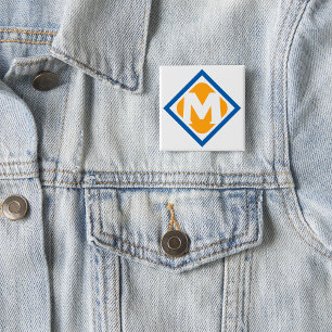 Bóton Quadrado 5.08cm Logotipo Bold Retro Metro M Emblema de Trânsito Ur