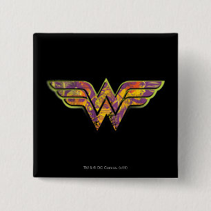 Bóton Quadrado 5.08cm Logotipo colorido da mulher maravilhosa