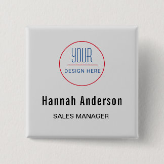 Bóton Quadrado 5.08cm Logotipo comercial Básico Nome do Funcionarios do 