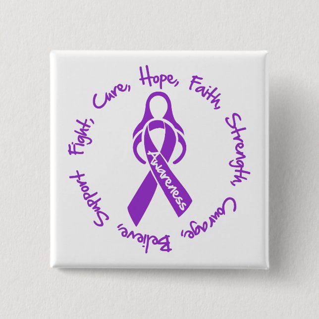 Bóton Quadrado 5.08cm Logotipo da Esperança Lupus Fight Cure (Frente)