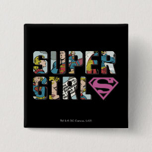 Bóton Quadrado 5.08cm Logotipo de banda desenhada da Supergirl