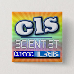 BÓTON QUADRADO 5.08CM LOGOTIPO DE CLS - CIENTISTA CLÍNICO DO LABORATÓR