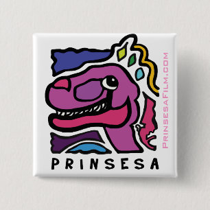 Bóton Quadrado 5.08cm Logotipo de Prinsesa - botão quadrado