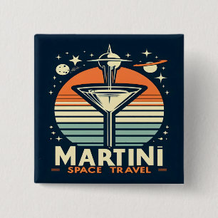 Bóton Quadrado 5.08cm Logotipo de remoção do Viagem de espaço Martini