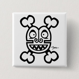 BÓTON QUADRADO 5.08CM LOGOTIPO DO CRÂNIO & DOS OSSOS DO NESS