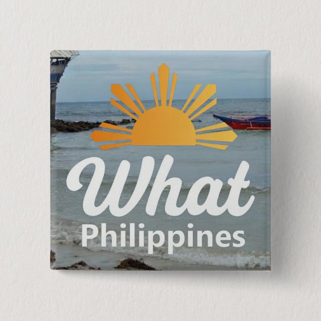 Bóton Quadrado 5.08cm Logotipo do WhatPhilipines Button (Frente)