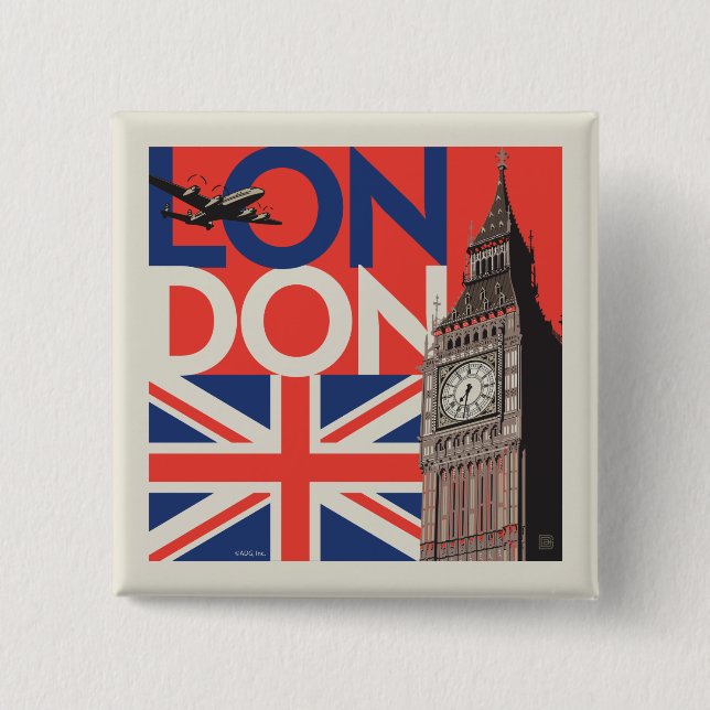 Bóton Quadrado 5.08cm London Big Ben | Inglaterra (Frente)