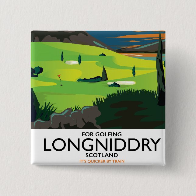 Bóton Quadrado 5.08cm longniddry Escócia Golfe cartaz de viagem (Frente)