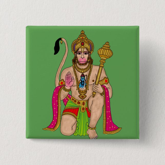Bóton Quadrado 5.08cm Lord Hanuman Button (Frente)