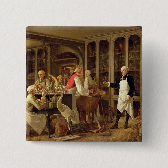 Bóton Quadrado 5.08cm Louis Jean Marie Daubenton (1716-99) em seu Labora (Frente)