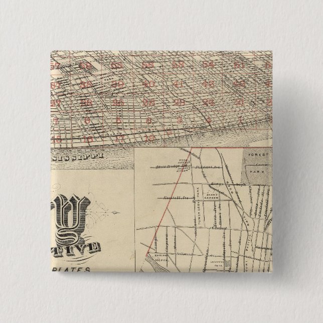 Bóton Quadrado 5.08cm Louis, Missouri (Frente)