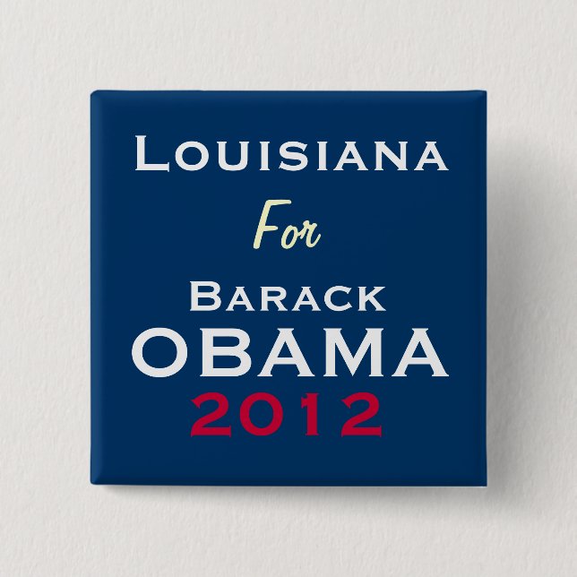 Bóton Quadrado 5.08cm LOUISIANA para o botão da campanha de OBAMA 2012 (Frente)