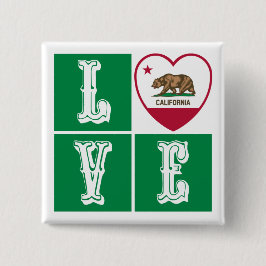 Bóton Quadrado 5.08cm Love California State Flag Hearde Pride