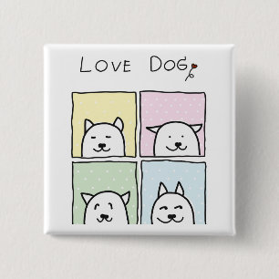 Bóton Quadrado 5.08cm Love Dog