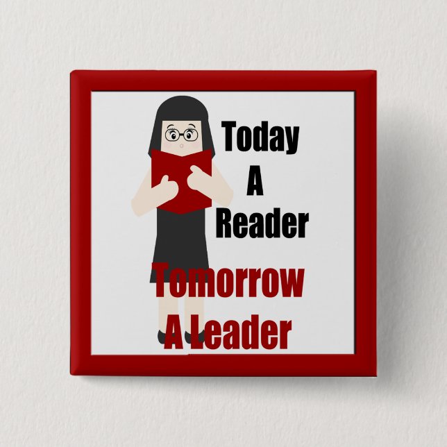 Bóton Quadrado 5.08cm Lover Gal Reader do Livro de Professores Botão 1 (Frente)