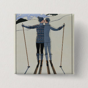 Bóton Quadrado 5.08cm <Lovers in the Snow> por Georges Barbier