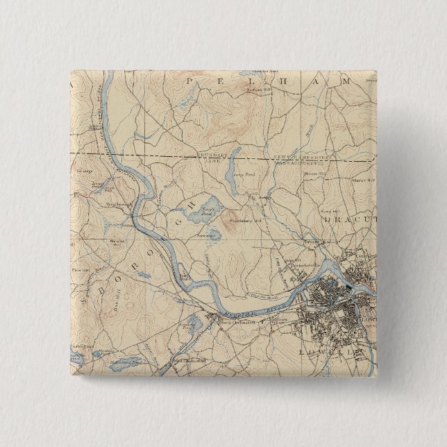 Bóton Quadrado 5.08cm Lowell, Massachusetts (Frente)