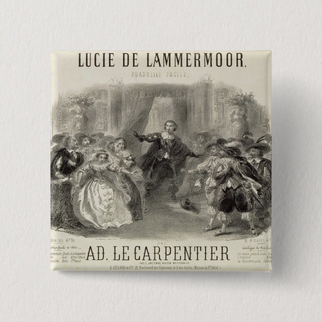 Bóton Quadrado 5.08cm Lucia de Lammermoor' a ópera (Frente)