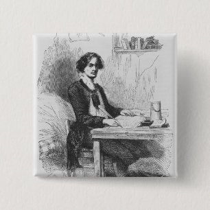 Bóton Quadrado 5.08cm Lucien de Rubempre escrevendo uma letra