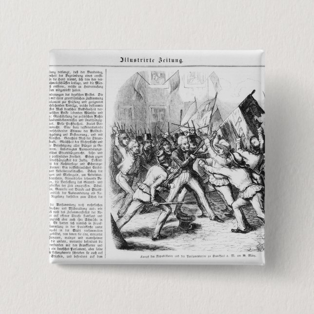 Bóton Quadrado 5.08cm Luta entre os republicanos & o parlamento (Frente)