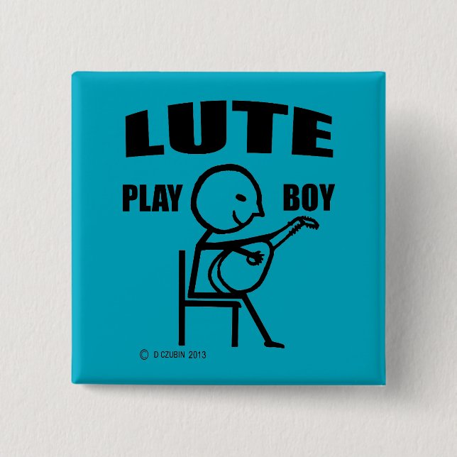 Bóton Quadrado 5.08cm Lute Play Boy (Frente)