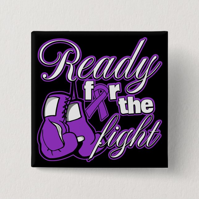 Bóton Quadrado 5.08cm Luvas De câncer de pâncreas Prontas Para A Luta (Frente)