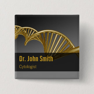 Bóton Quadrado 5.08cm Luxury Gold Professional Medical DNA Strand