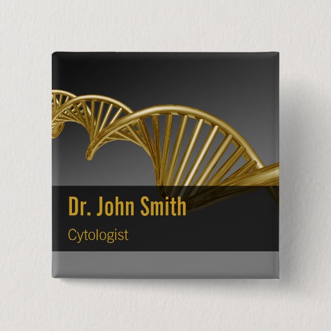 Bóton Quadrado 5.08cm Luxury Gold Professional Medical DNA Strand (Frente)