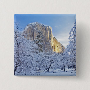 Bóton Quadrado 5.08cm Luz do nascer do sol atinge El Capitan através da