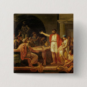 Bóton Quadrado 5.08cm Lycurgus mostrando os antigos de Sparta seus