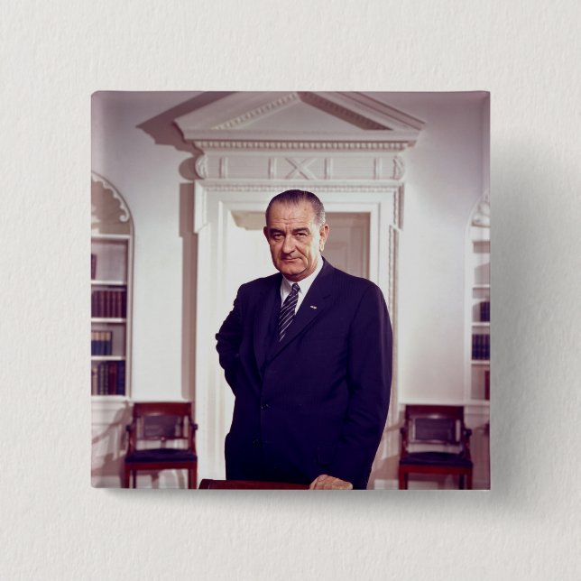 Bóton Quadrado 5.08cm Lyndon B Johnson (Frente)