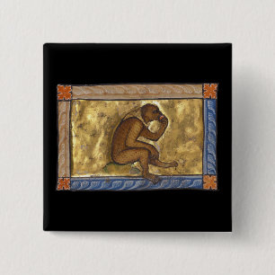 Bóton Quadrado 5.08cm Macaco Bestiário Medieval c. 1270