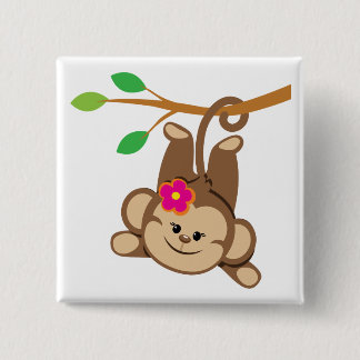 Bóton Quadrado 5.08cm Macaco de balanço da menina