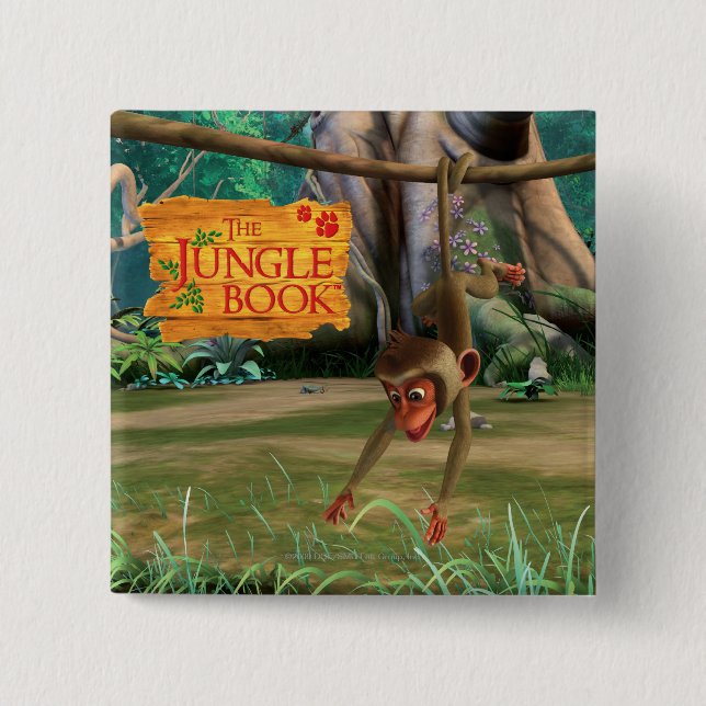 Bóton Quadrado 5.08cm Macaco do bebê (Frente)