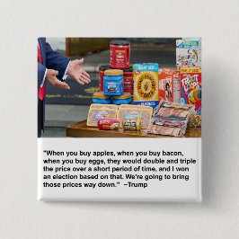 Bóton Quadrado 5.08cm Maçãs, Bacon e Ovos