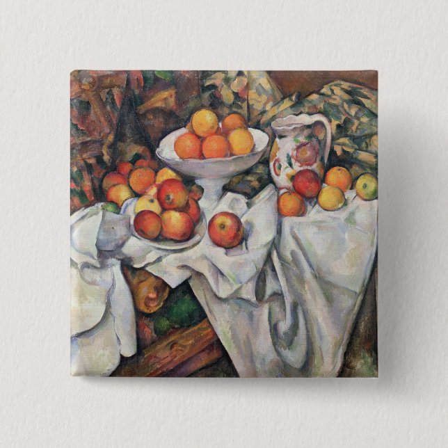 Bóton Quadrado 5.08cm Maçãs de Paul Cezanne | e laranjas, 1895-1900 (Frente)