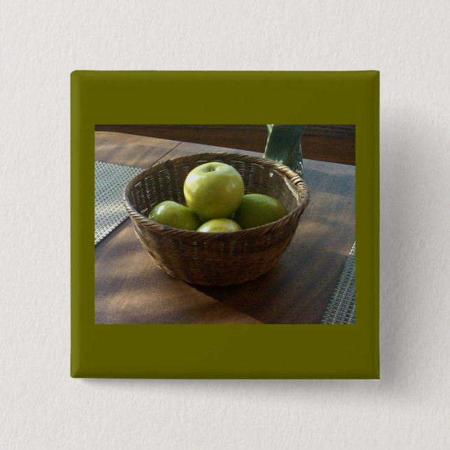 Bóton Quadrado 5.08cm Maçãs verdes (Frente)