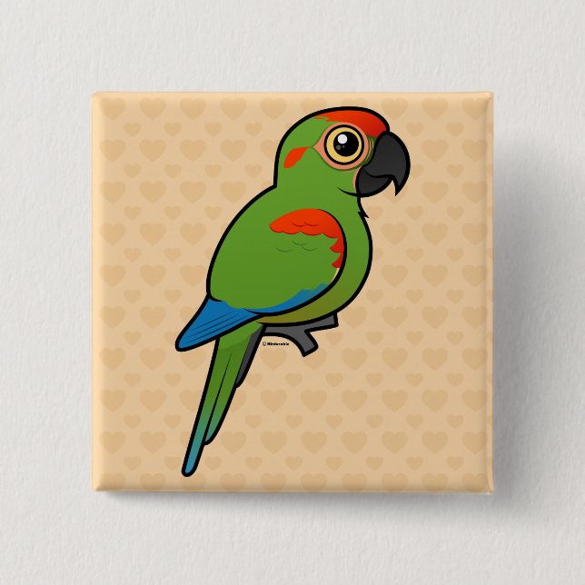 Bóton Quadrado 5.08cm Macaw Vermelho-fronteado (Frente)