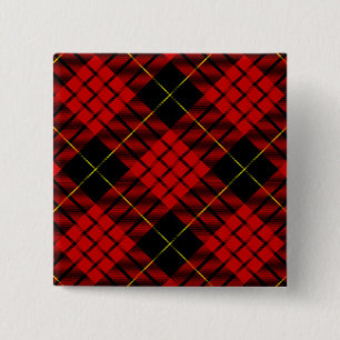 Bóton Quadrado 5.08cm MacQueen Tartan Red and Black Xadrez