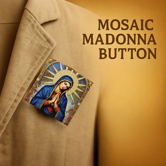 Bóton Quadrado 5.08cm Madona Mosaico (Criador carregado)
