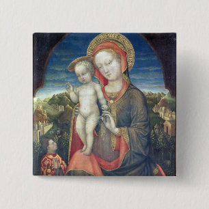 Bóton Quadrado 5.08cm Madonna da humildade adored por Leonello d'Este