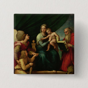 Bóton Quadrado 5.08cm Madonna dos peixes c.1513
